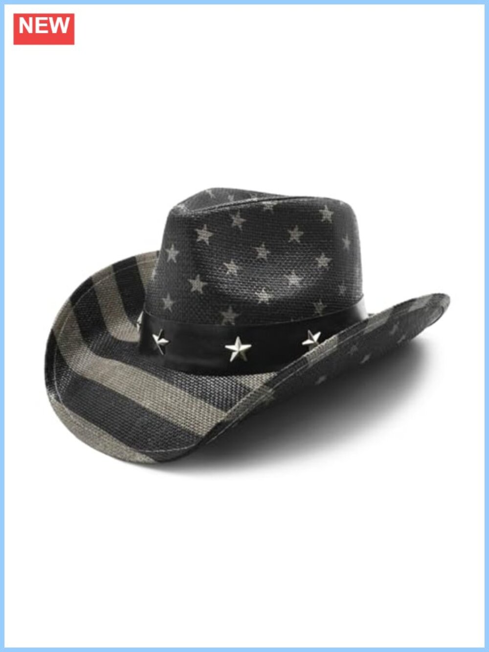 Vintage American Flag Cowboy Hat Tea Stained Shapable Brim Western Style